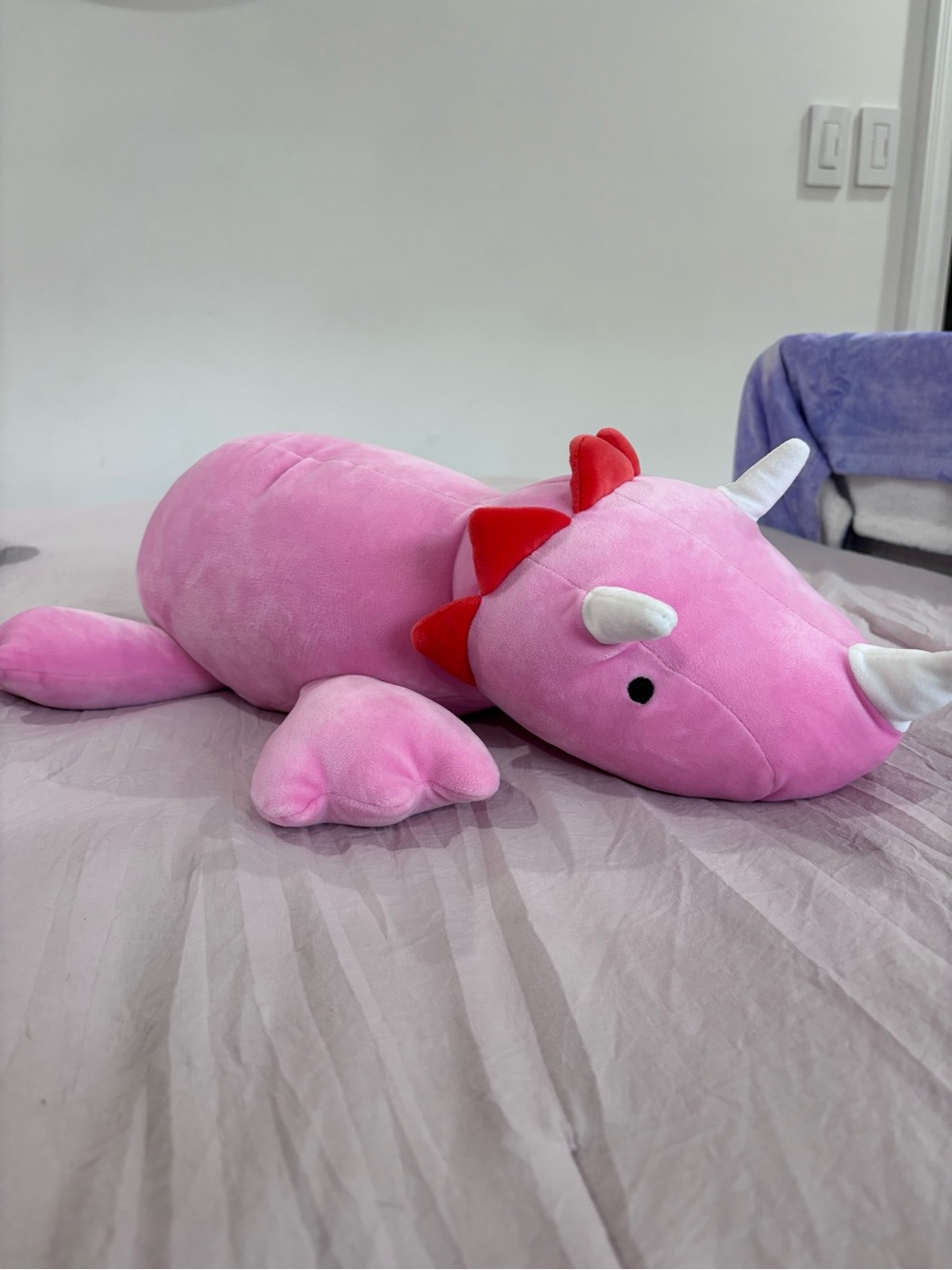 Pillowfort Pink & Red Triceratops Plush weighted
